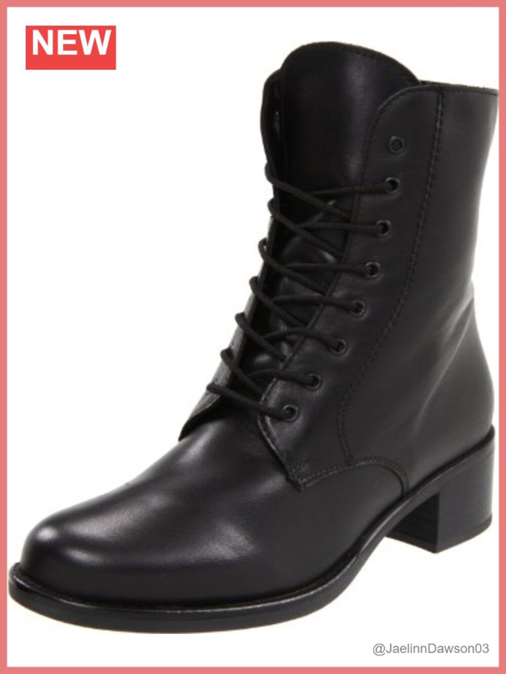 La Canadienne Palmina Black Leather Waterproof Lace-Up Bootie